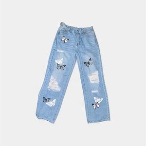 Women's Blue Butterfly Jeans